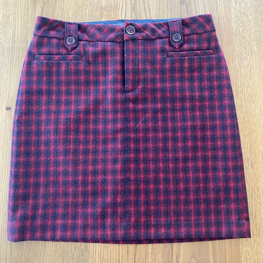 Eddie Bauer Wool Blend Plaid Mini Skirt